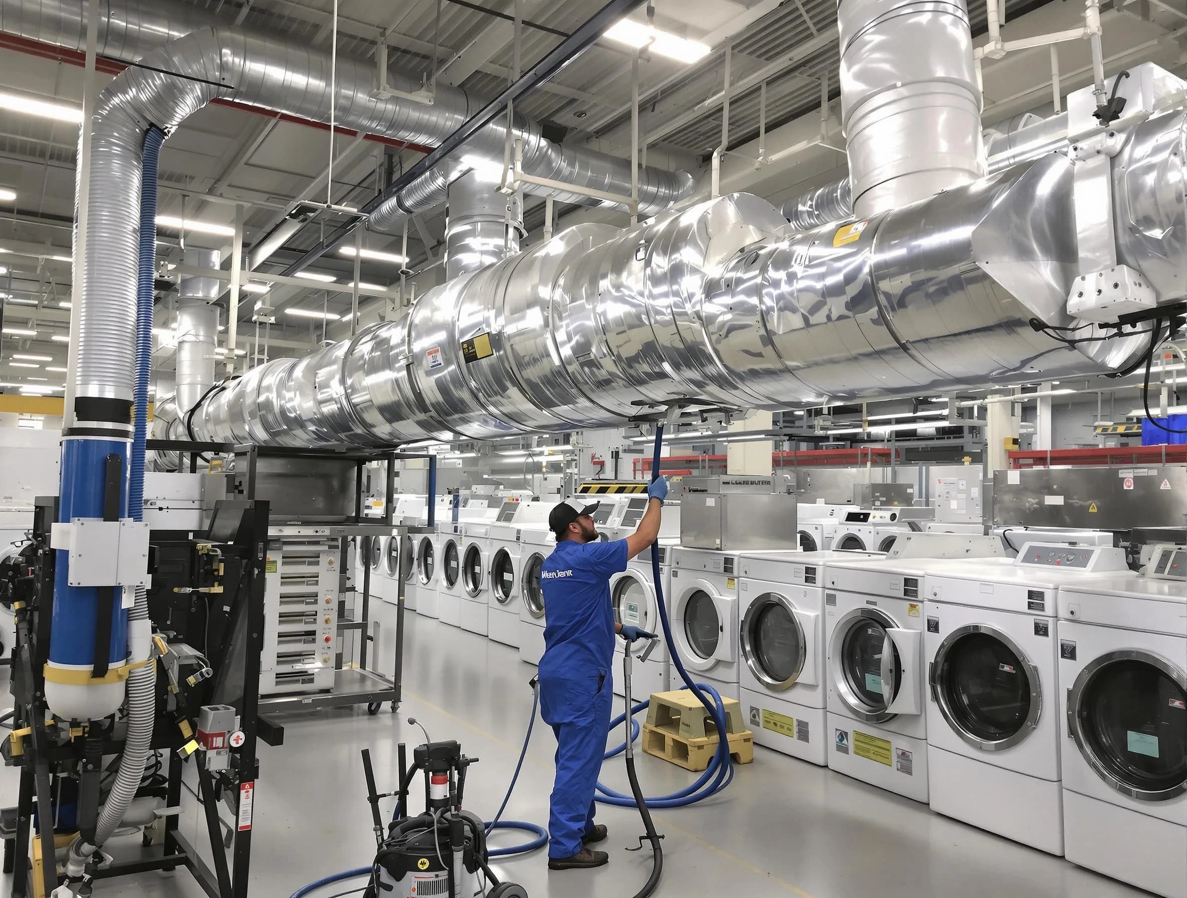 Lake View Dryer Vent Cleaning team performing heavy-duty industrial dryer vent cleaning in Lake View