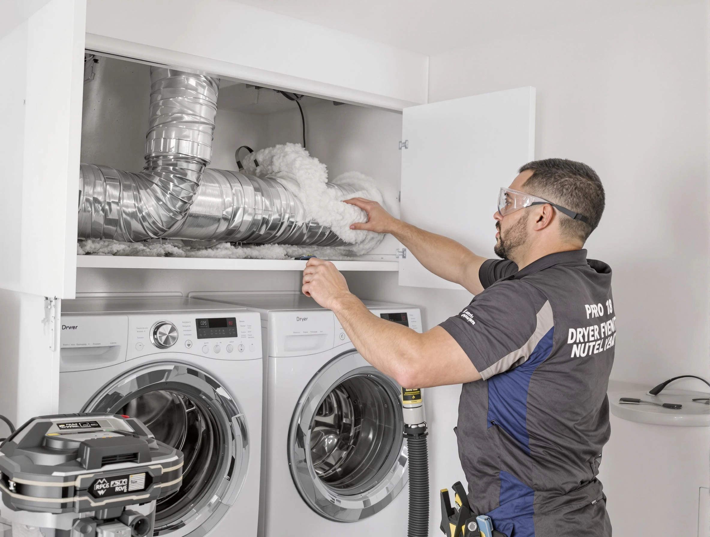 Lake View Dryer Vent Cleaning certified technician performing specialized gas dryer vent cleaning in Lake View